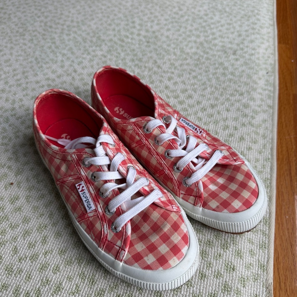 Superga Red Gingham Women's Sneakers